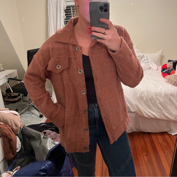 Fuzzy Button Jacket - Picture 3 of 4